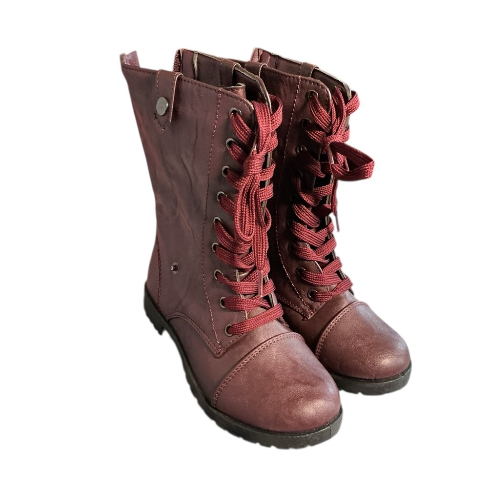 Wanted Kids Maroon Lace-Up Boots - NWOT